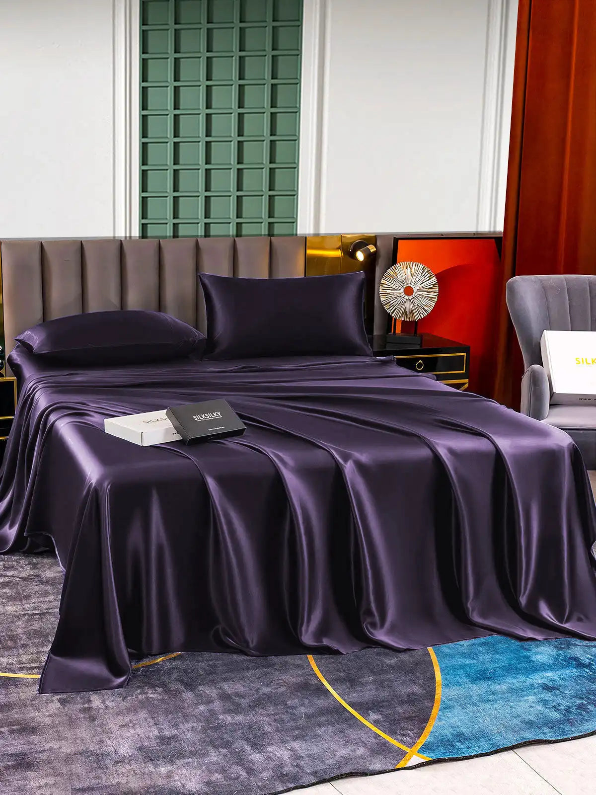22Momme Silk 4Pcs Set Fitted&Flat Sheets+2x Pillowcases