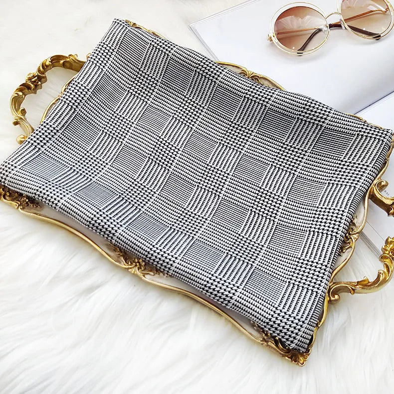 100% Mulberry Silk Glen Plaid Printed Long Rectangle Shawl Scarf 170x53cm