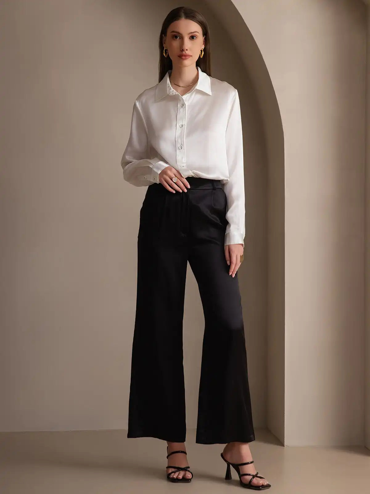 Clearance - 19Momme Silk Long Sleeve Lapel Collar Women's Shirt