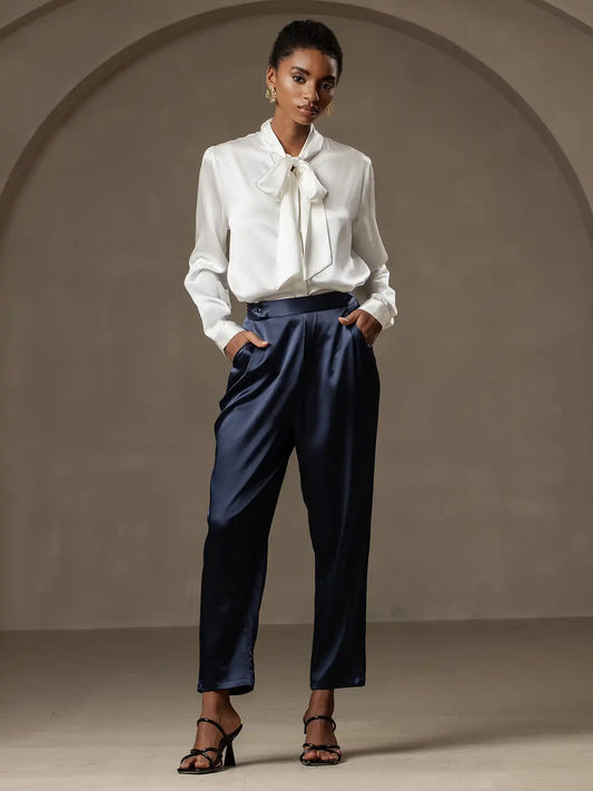 Women's 19Momme Silk High Waist Tapered Pants