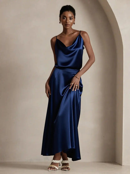 19Momme Silk A Line Maxi Skirt with Lining