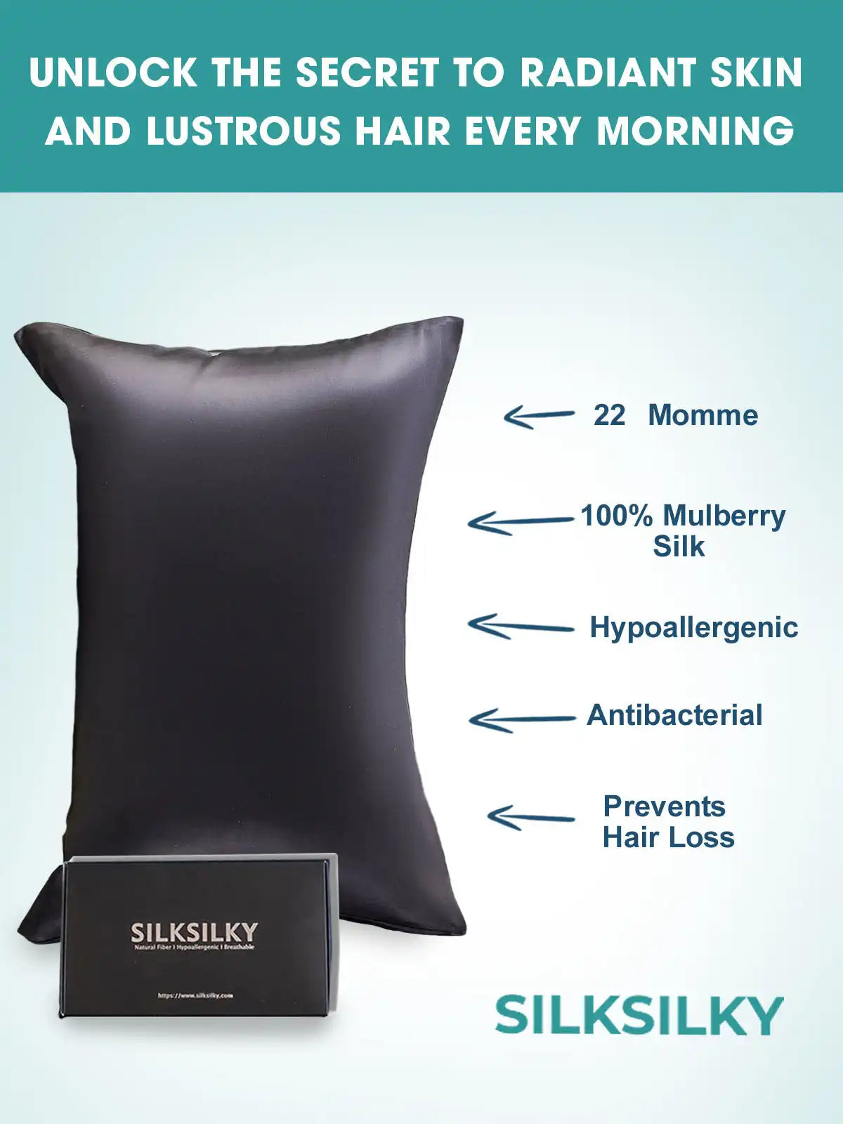 22Momme 100% Mulberry Silk Pillowcase - Envelope Closure