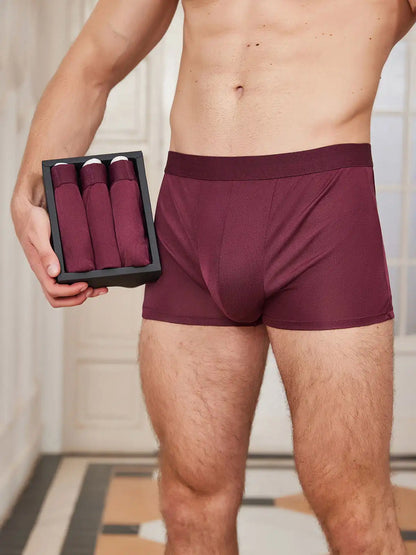 3Pcs Mens 100% Mulberry Silk Boxer Briefs Underwear