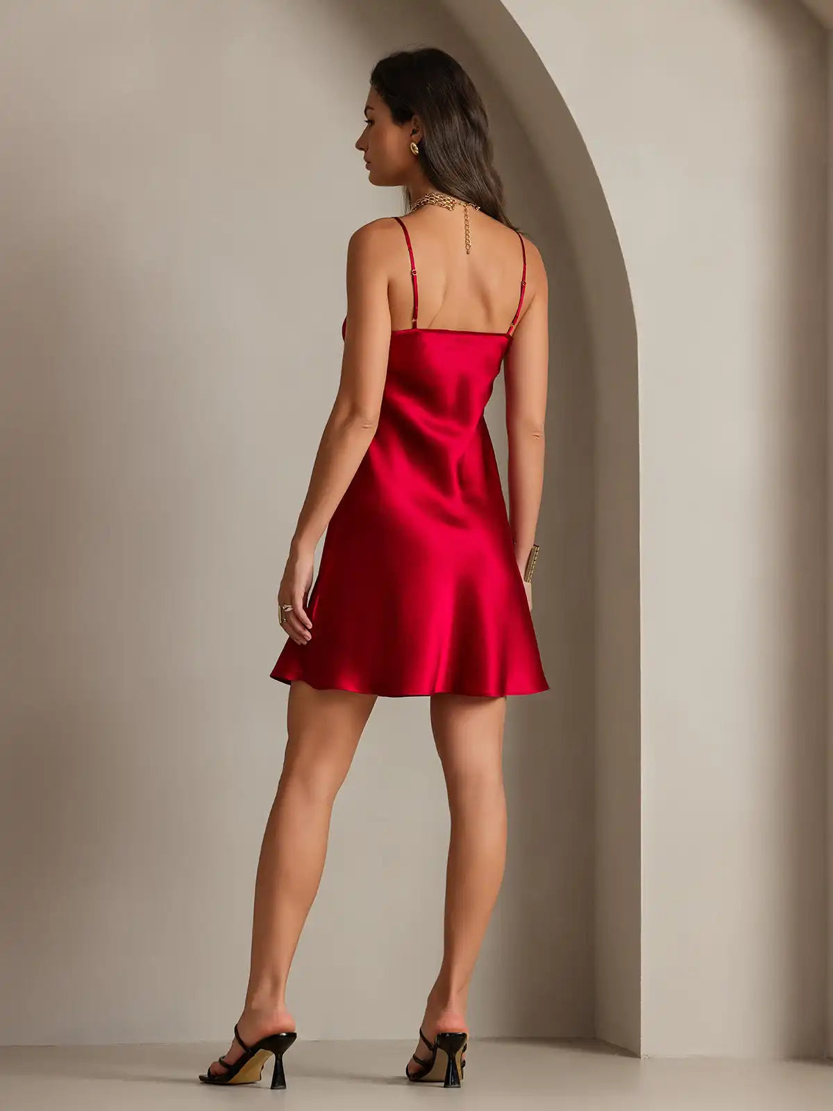 100% Mulberry Silk Spaghetti Strap Short Dress