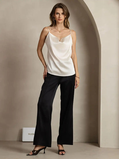 Clearance - 19Momme Silk Spaghetti Strap Cowl Neck Camisoles
