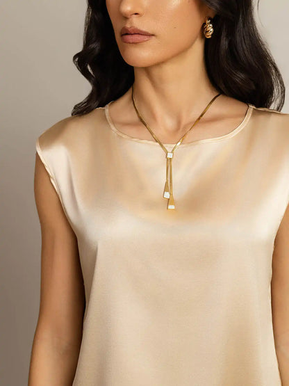 19Momme Women's Silk Cap Sleeve Round Neck Top