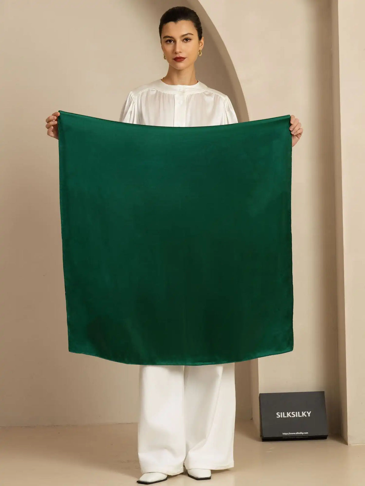 100% Mulberry Silk Classic  Elegant Square Scarf - Size 90x90cm