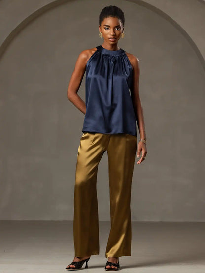 19Momme Silk Sleeveless Halter Neck Women's Top