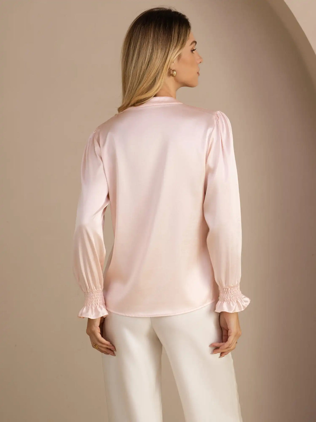 19Momme Silk Women’s Split Neck Long Sleeve Blouse