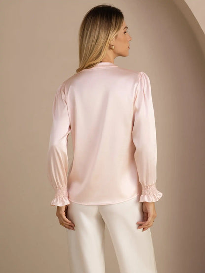19Momme Silk Women’s Split Neck Long Sleeve Blouse
