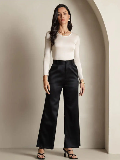 Women's Silk Long Sleeve Round Neck Top