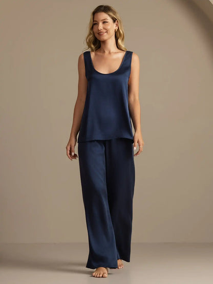 Clearance - 19Momme Washable Silk Tank Top & Wide Leg Pants Sleepwear Set