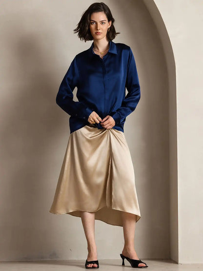 Clearance - 19Momme Silk Long Sleeve Lapel Collar Women's Shirt