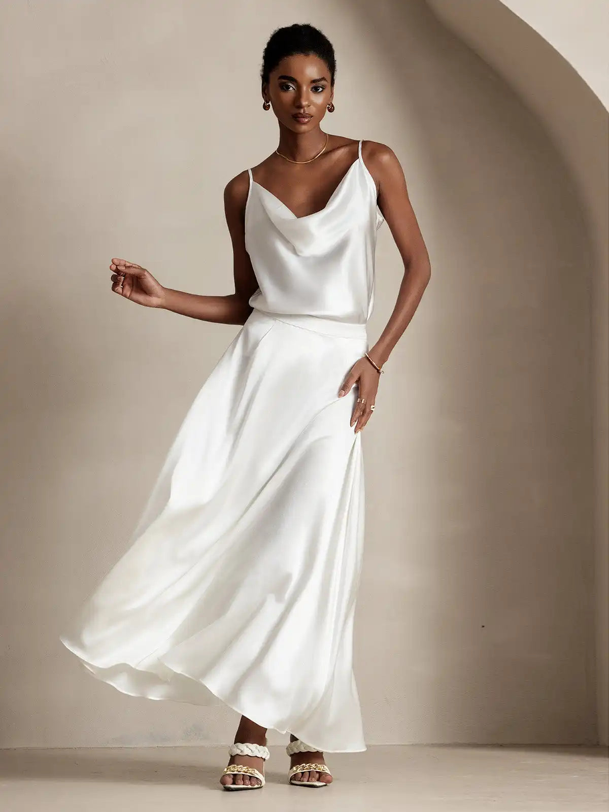 19Momme Silk A Line Maxi Skirt with Lining