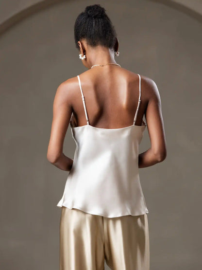 100% Mulberry Silk Spaghetti Strap V Neck Camisole Top