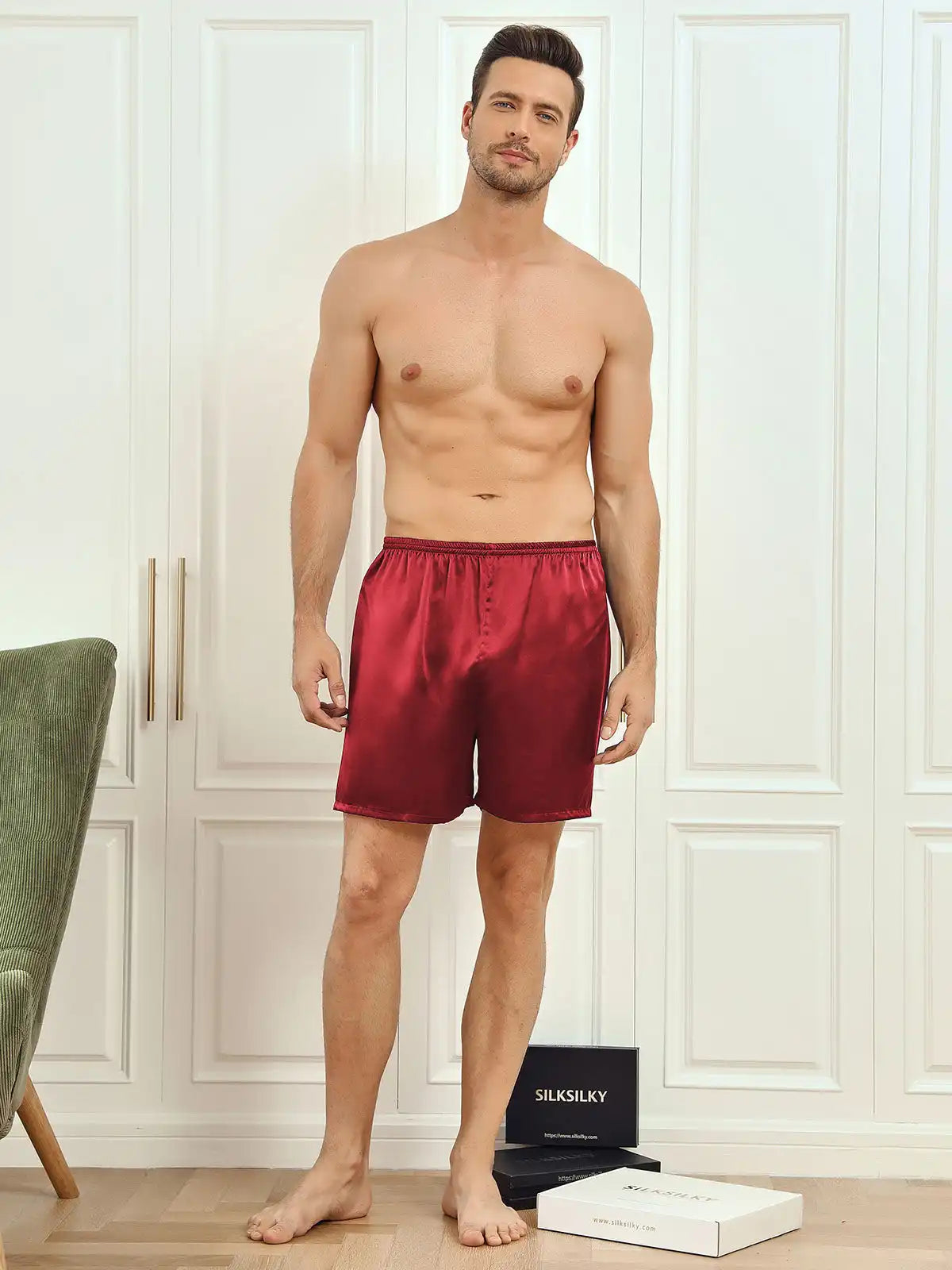 100% Mulberry Silk Men's Lounge Shorts Sleep Bottoms