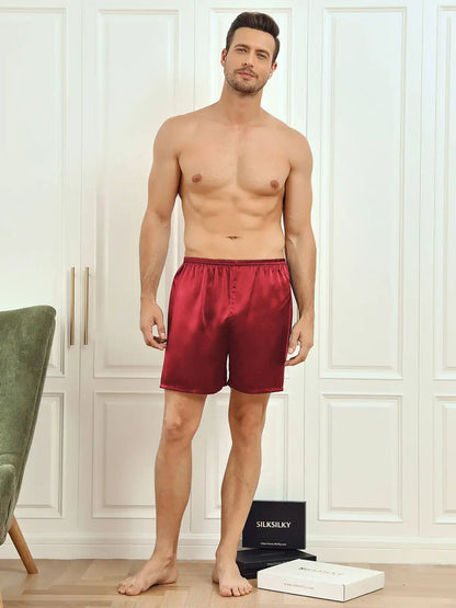 100% Mulberry Silk Men's Lounge Shorts Sleep Bottoms