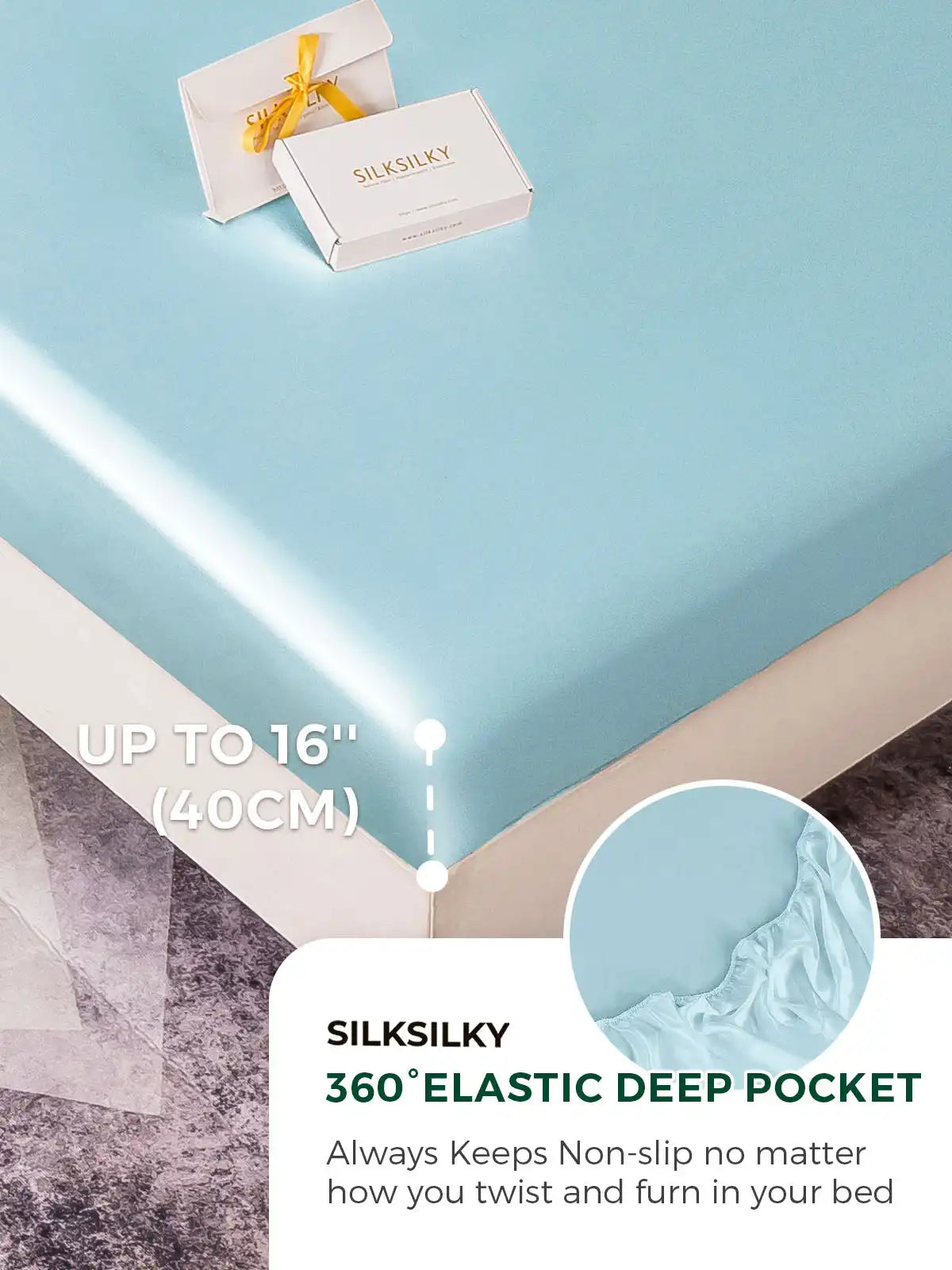 19Momme 3Pcs Silk Set Fitted Sheet+2x Pillowcases