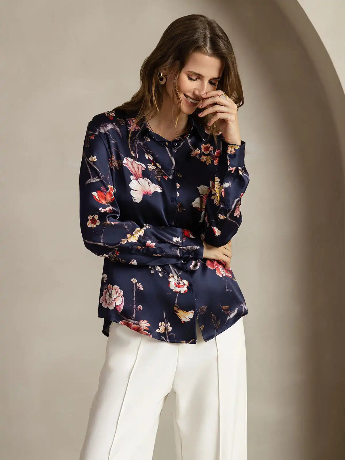 Women’s 19 Momme Silk Long Sleeves Button-Up Shirt