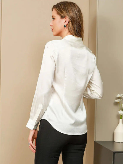 19Momme Silk Long Sleeve Lapel Collar Women's Shirt