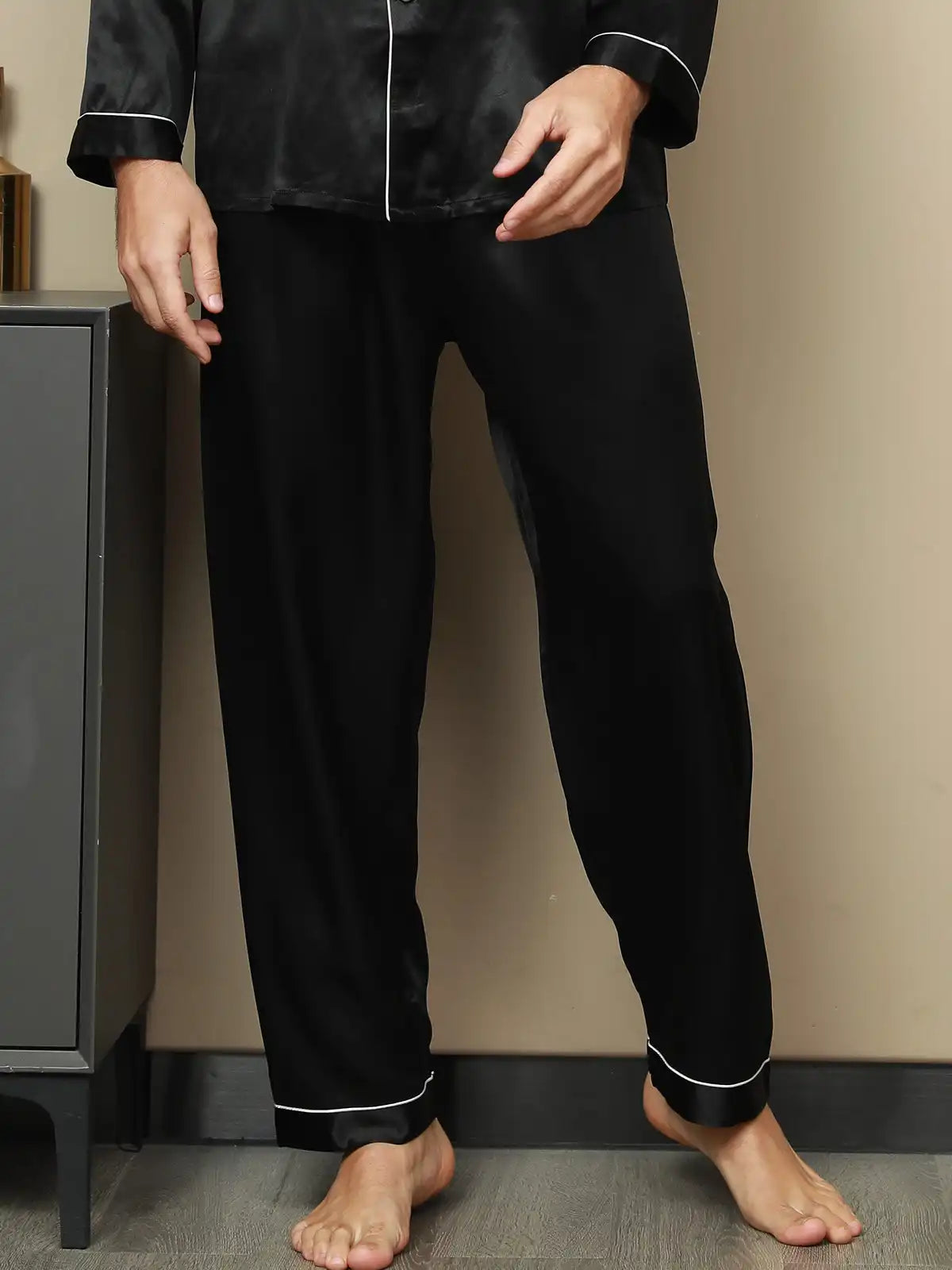 100% Mulberry Silk Men's Pajama Pants With Elastic Waist