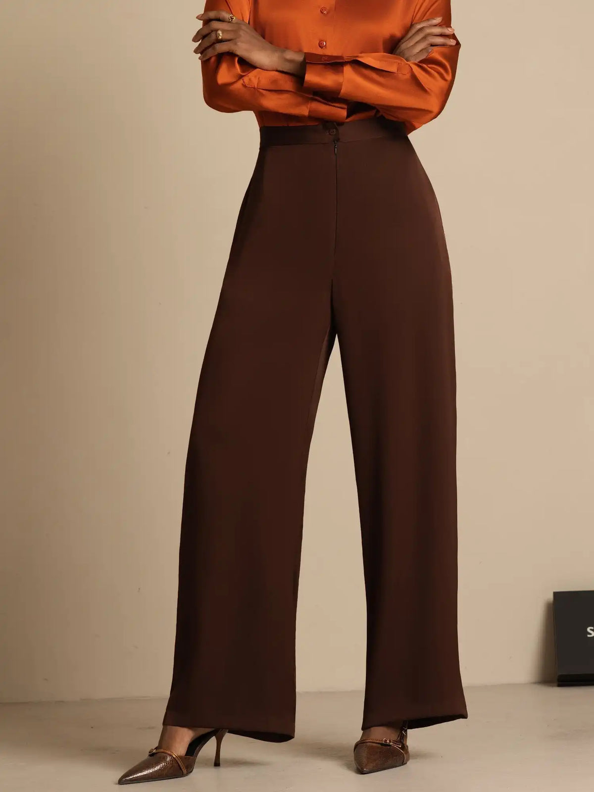 Clearance - 19Momme Silk Women’s Wide-Leg High-Waist Business Casual Pants