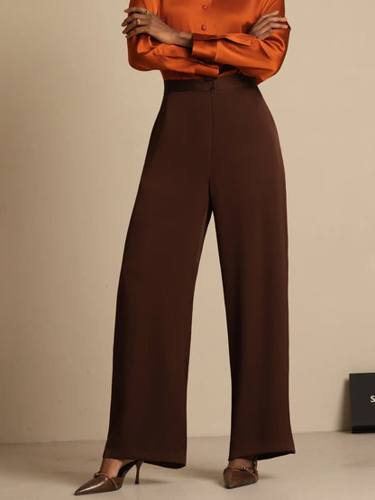 Clearance - 19Momme Silk Women’s Wide-Leg High-Waist Business Casual Pants