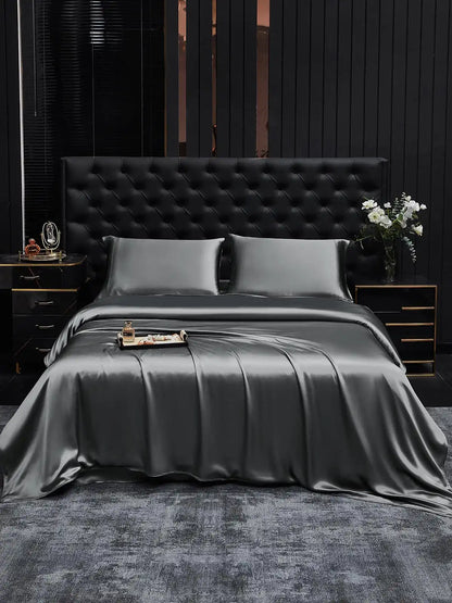19Momme 4Pcs Silk Set Duvet Cover+Fitted Sheet+2x Pillowcases