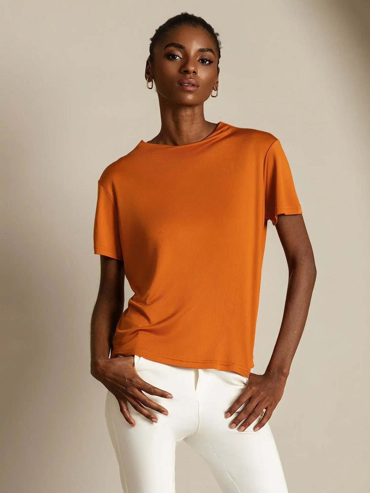 Clearance - Pure Silk Short Sleeve Mock Women's T-Shirt
