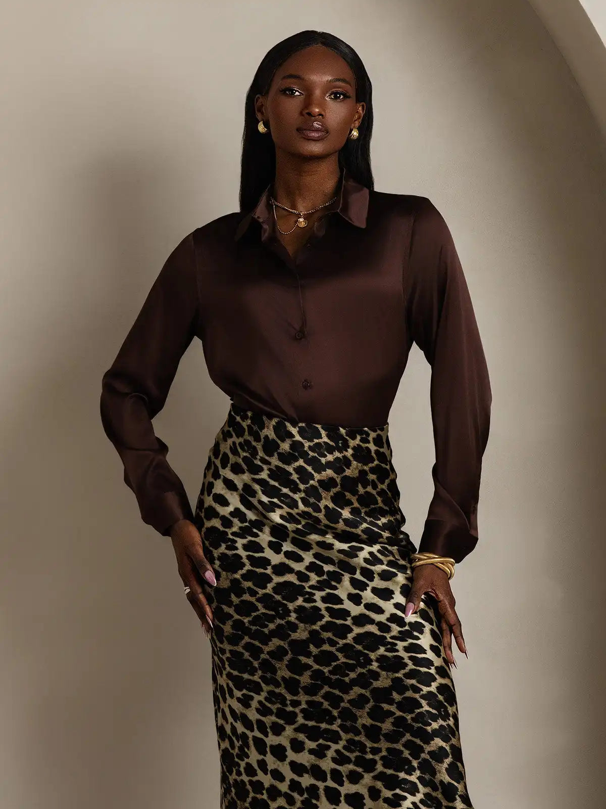 Women’s 19 Momme Silk Long Sleeves Button-Up Shirt