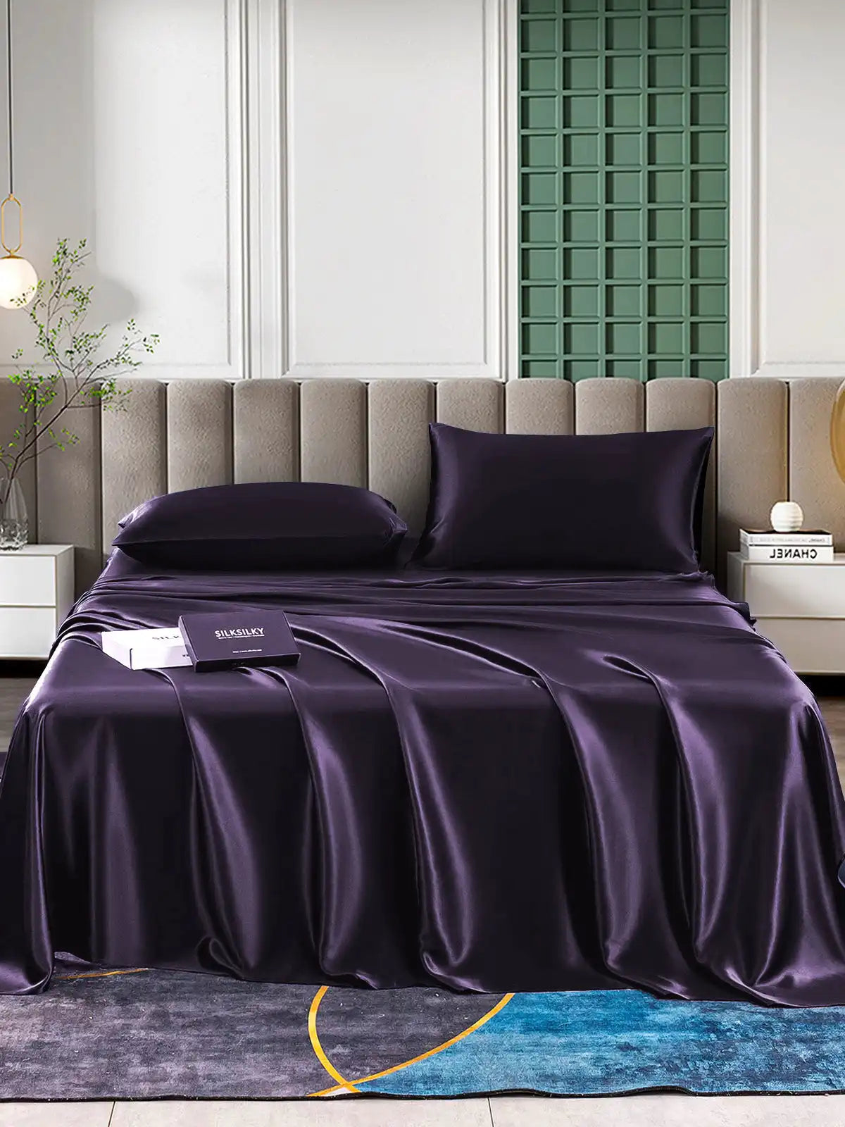 22Momme Silk 4Pcs Set Fitted&Flat Sheets+2x Pillowcases