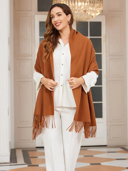 Clearance-Pure Wool Scarf Shawl w/ Fringed Decoration 200x70cm/79