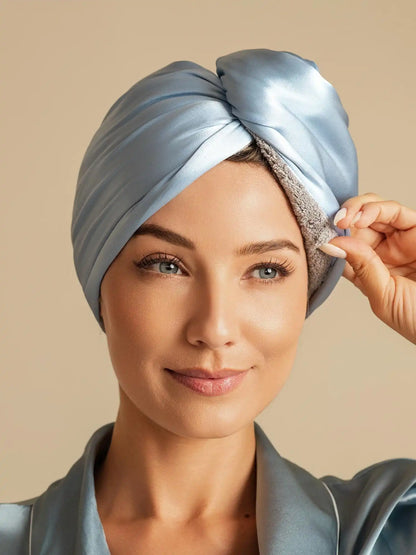 100% Mulberry Silk Double-Sided Hair Towel Wrap – Quick Dry, Frizz Free & Gentle on Hair