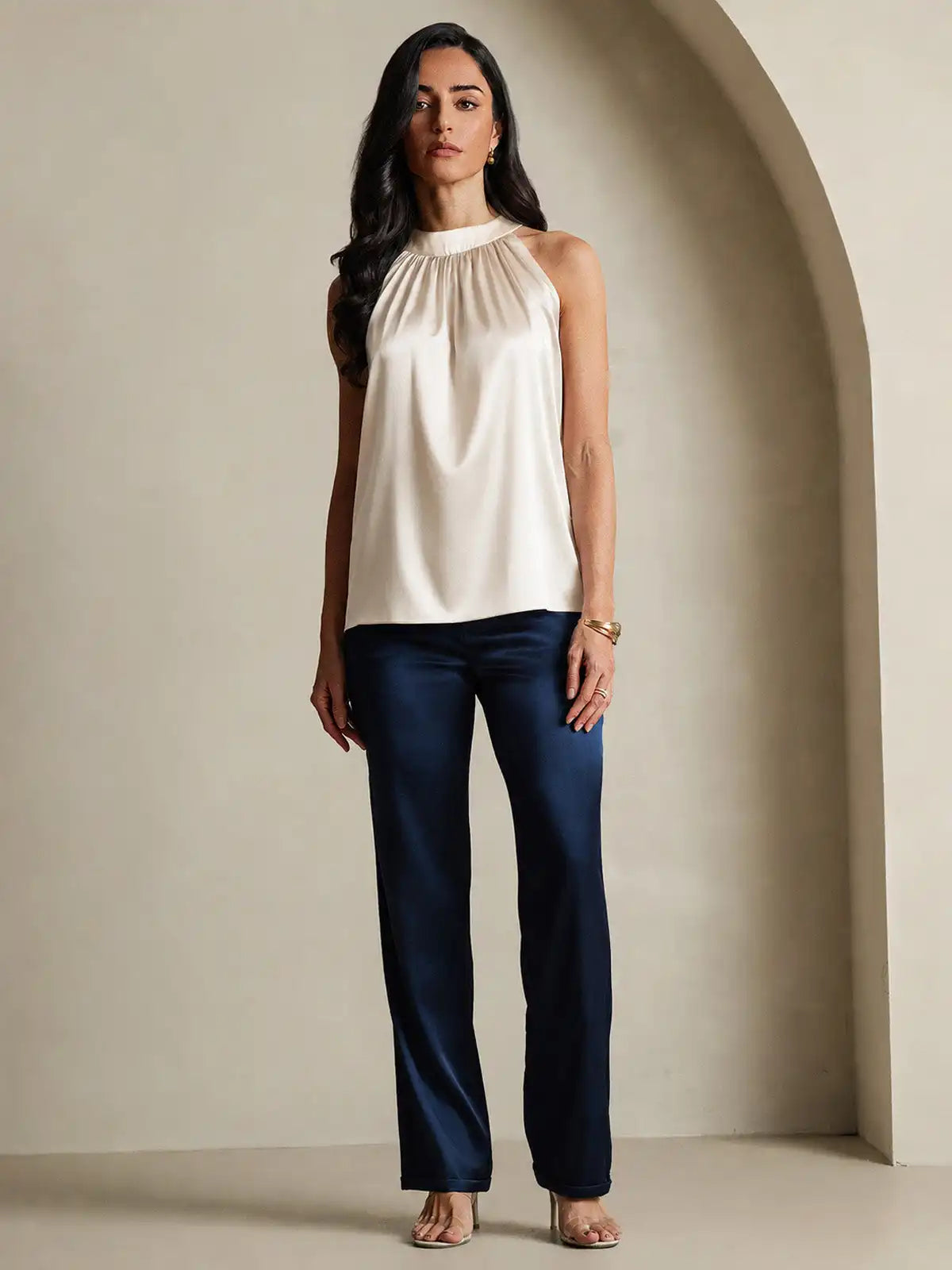 19Momme Silk Sleeveless Halter Neck Women's Top