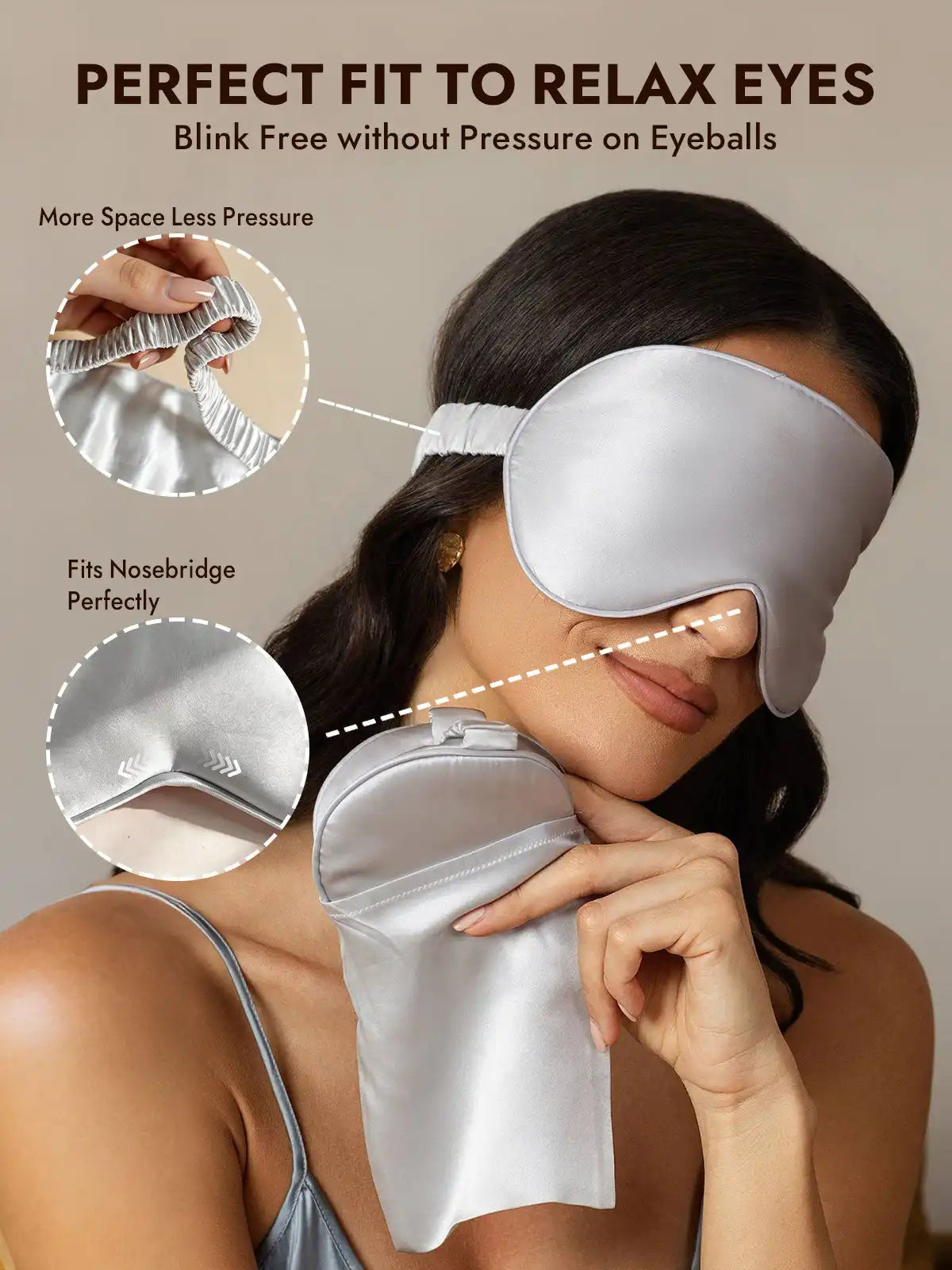 100% Mulberry Silk Eye Mask And Envelope Pouch Set 2Pcs