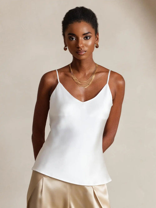 100% Mulberry Silk Spaghetti Strap V Neck Camisole Top