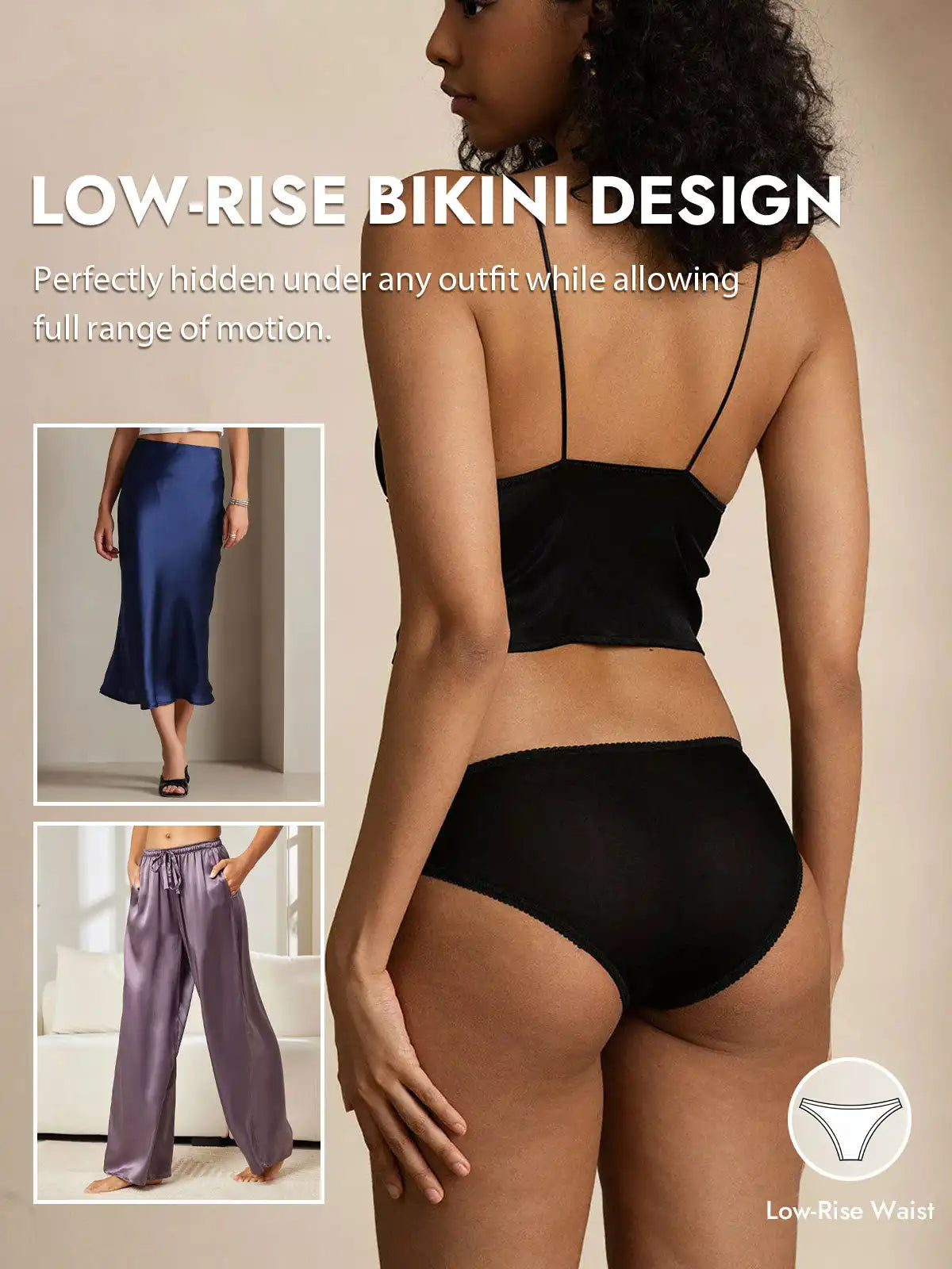 100% Mulberry Silk Bikini Panty with Bow Detail