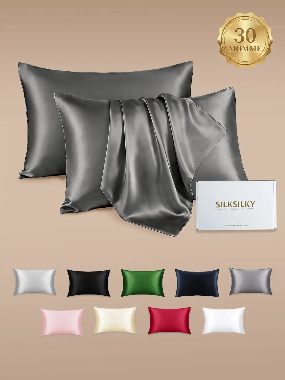 2Pcs 30Momme 100% Silk Pillowcases Bundle- Hidden Zipper