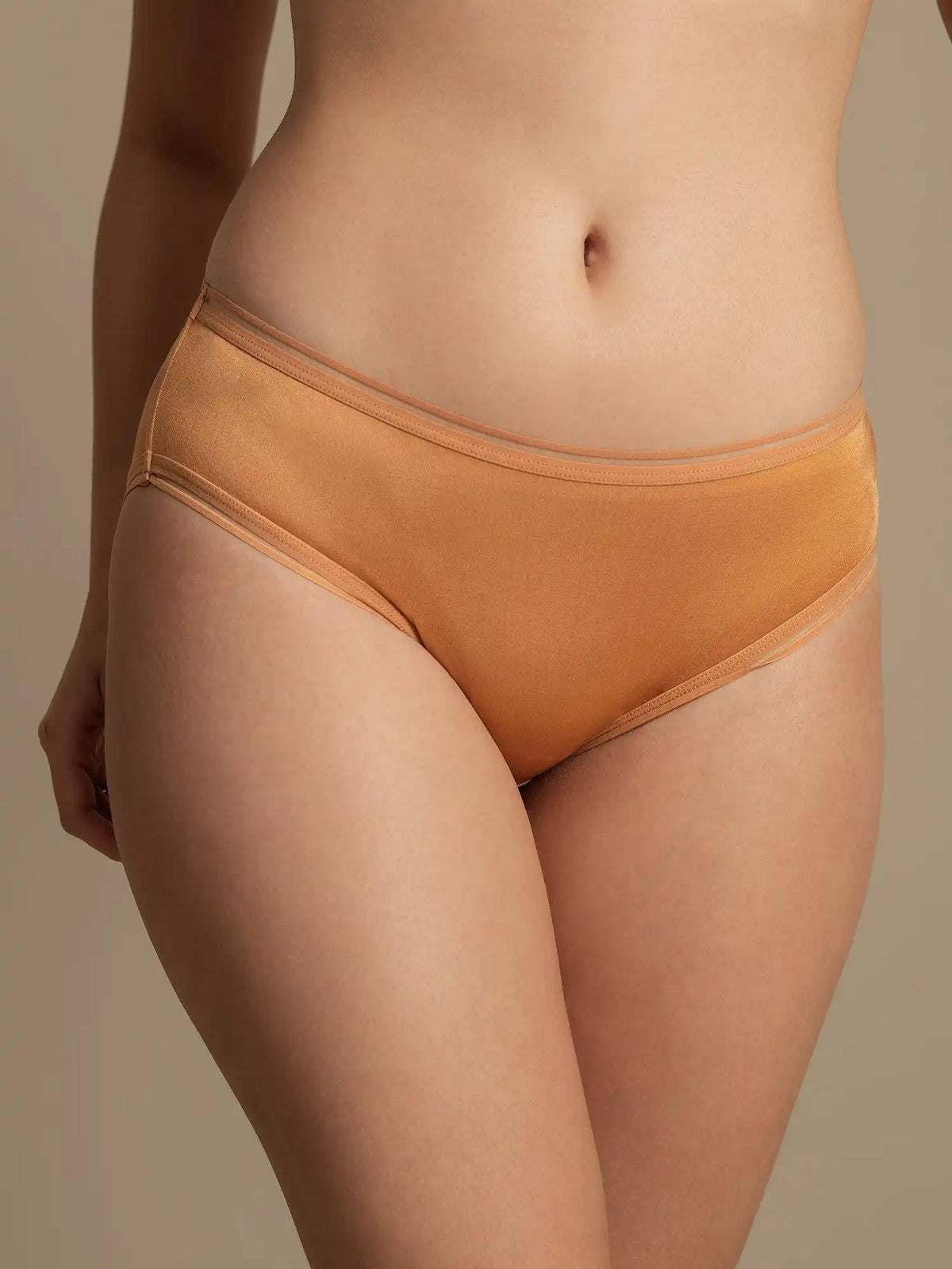 100% Mulberry Silk Seamless Ultra-Smooth Mesh Edge Panty