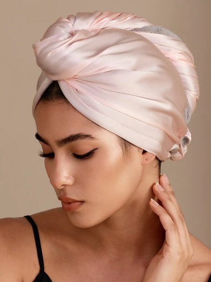 100% Mulberry Silk Double-Sided Hair Towel Wrap – Quick Dry, Frizz Free & Gentle on Hair