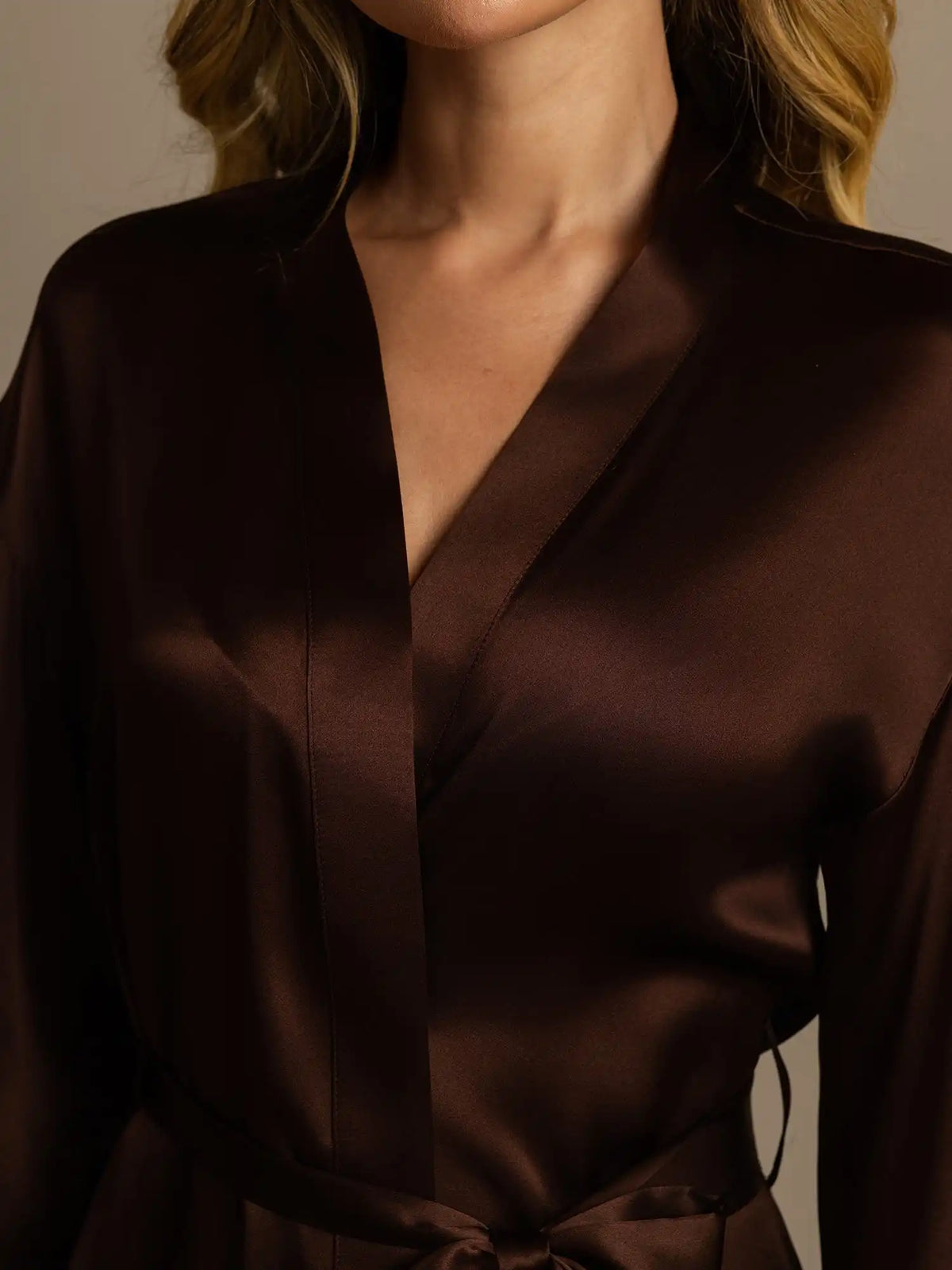 100% Mulberry Silk 3/4 Sleeve Women's Kimono Wrap Robe