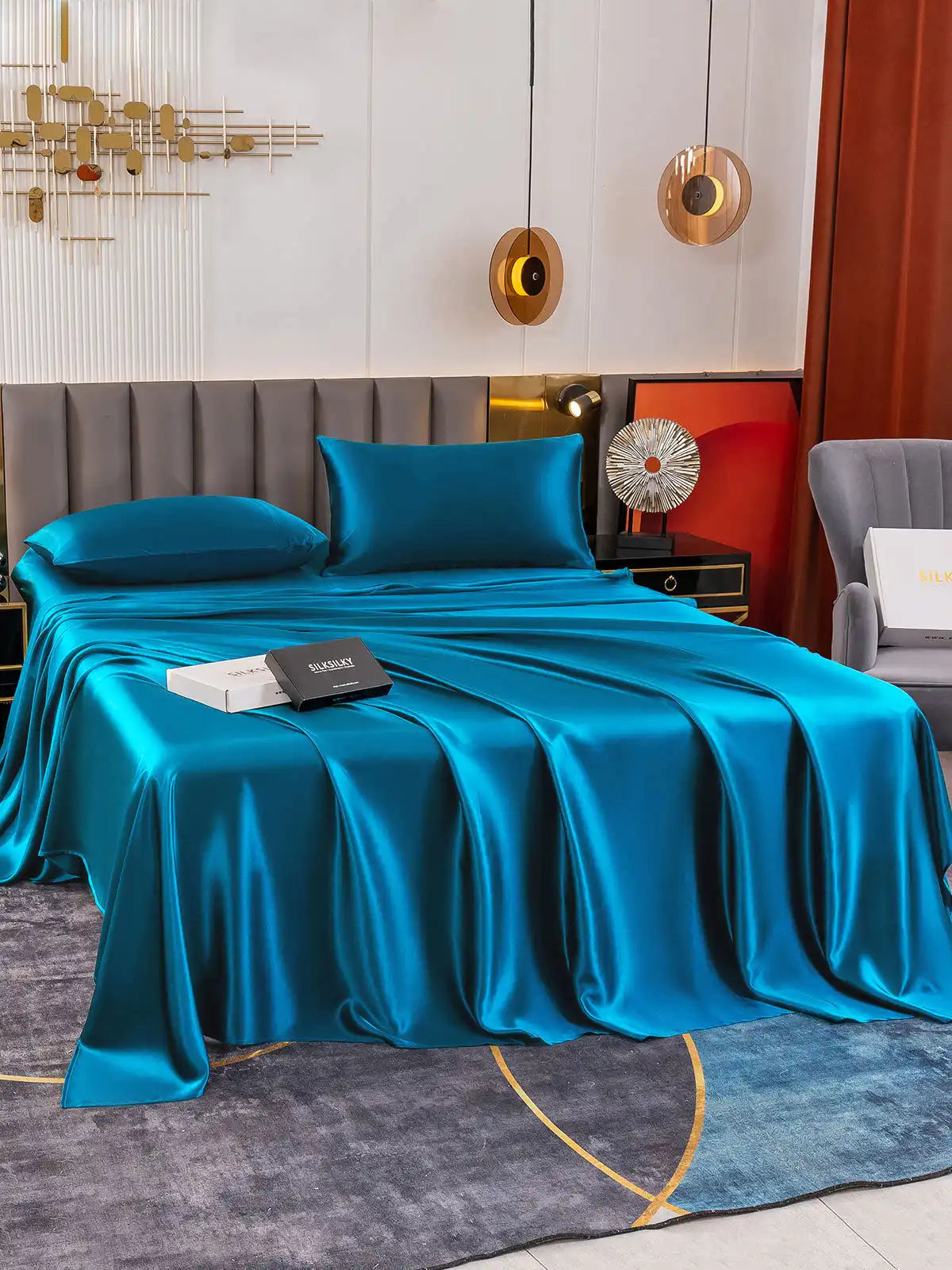 19Momme 4Pcs 100% Mulberry Silk Bedding Set Fitted&Flat Sheets+2x Pillowcases