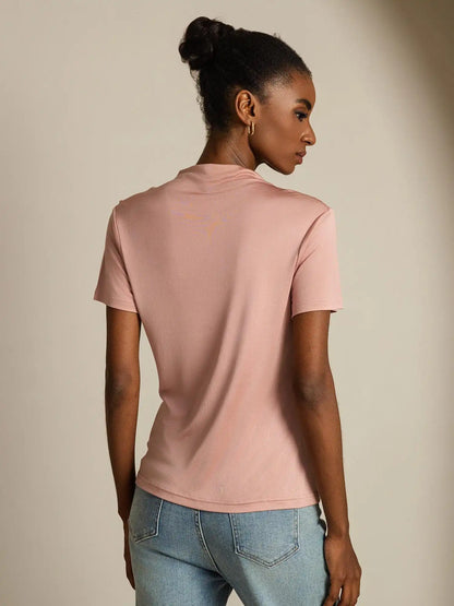 Clearance - Pure Silk Short Sleeve Mock Women's T-Shirt