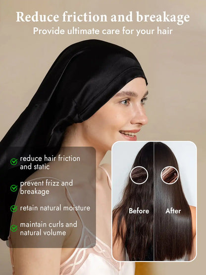 100% Mulberry Silk Elegant Bonnet for Long Hair