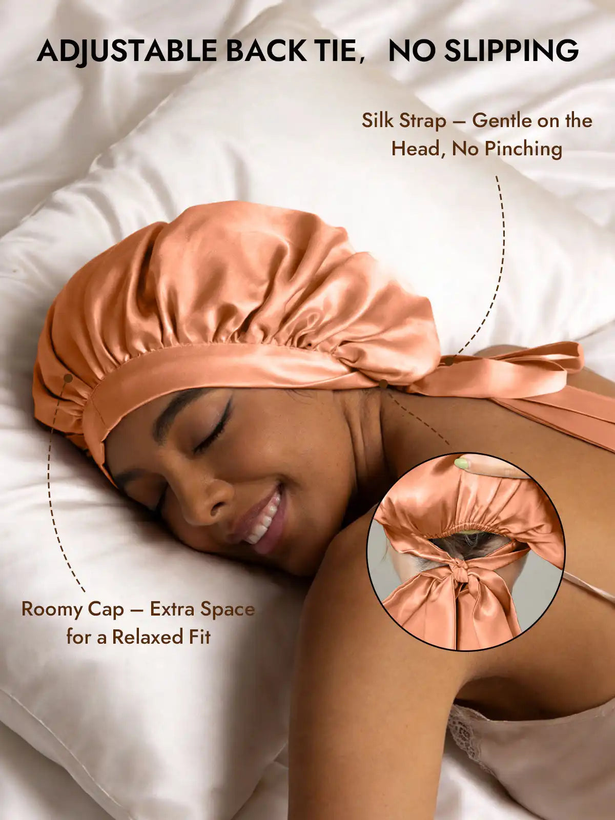 100% Mulberry Silk Elegant Bonnet with Long Ribbons