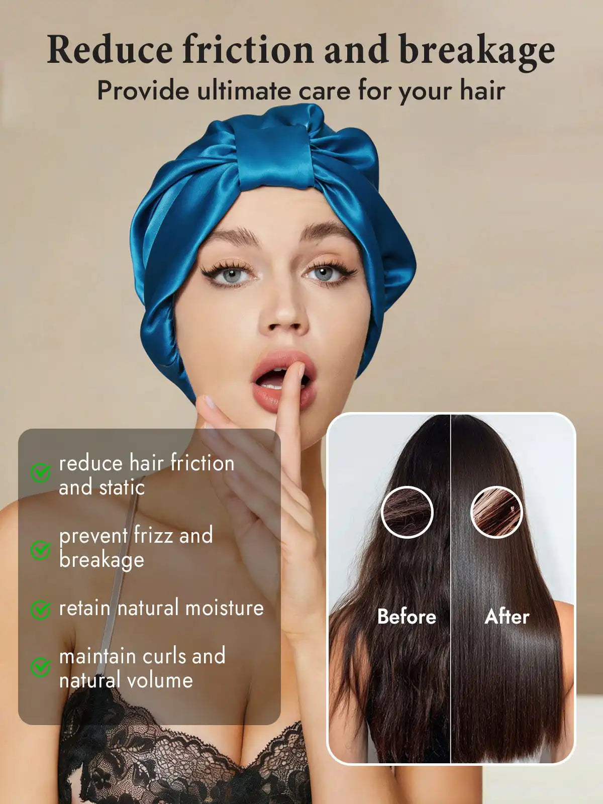 100% Mulberry Silk Night Turban Bonnet