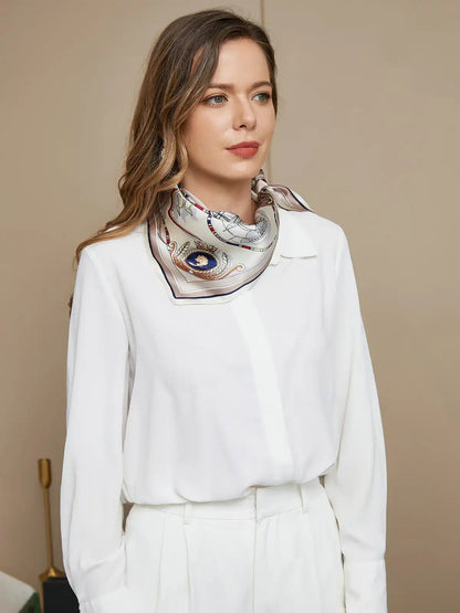 100% Mulberry Silk Printed Square Scarf 53x53cm
