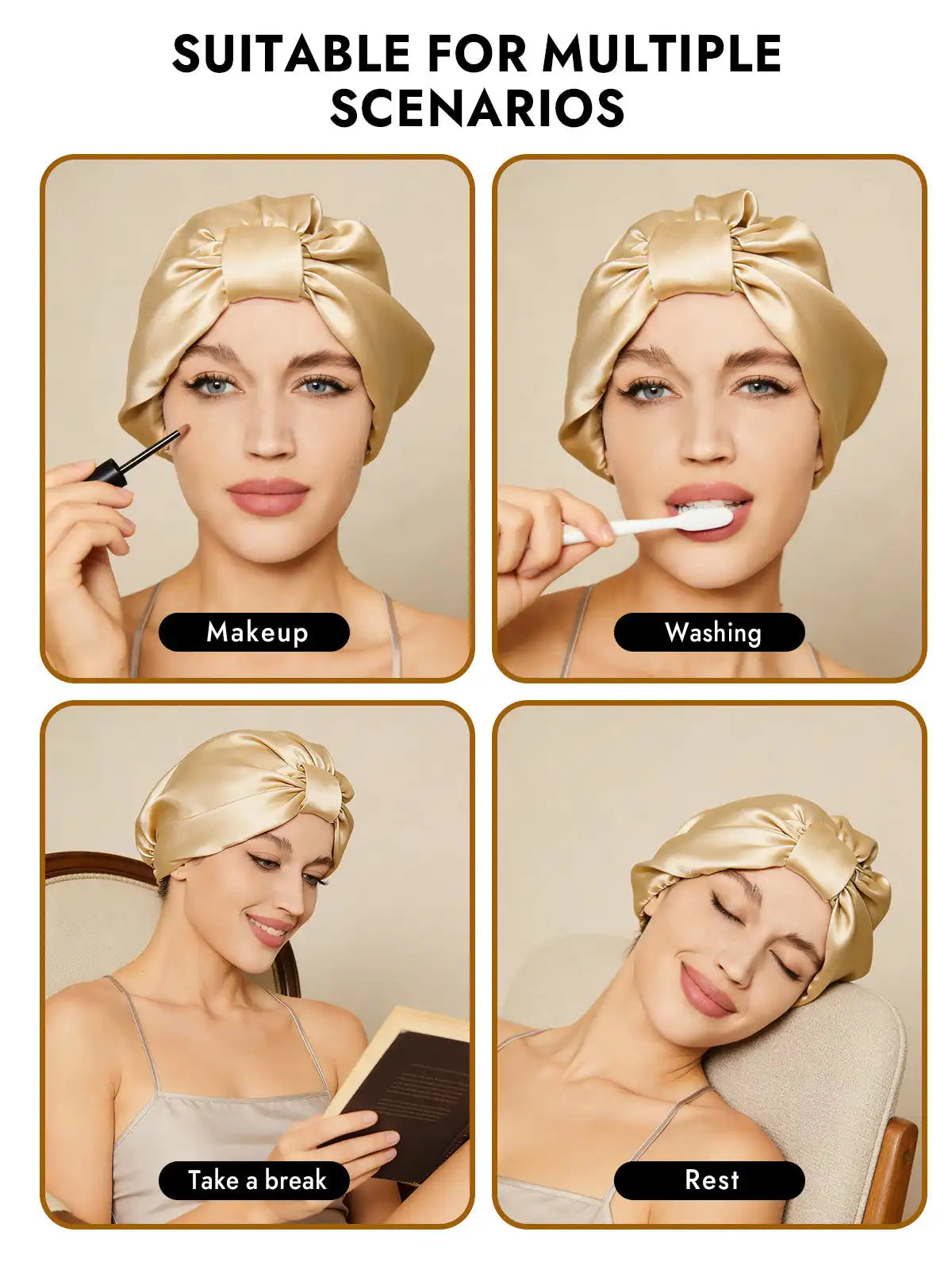 100% Mulberry Silk Night Turban Bonnet