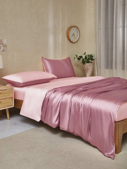 22Momme 4Pcs Silk Set Duvet Cover+Fitted Sheet+2x Pillowcases