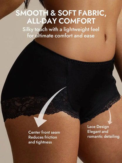100% Mulberry Silk High Rise Knickers Lace Trim Panty